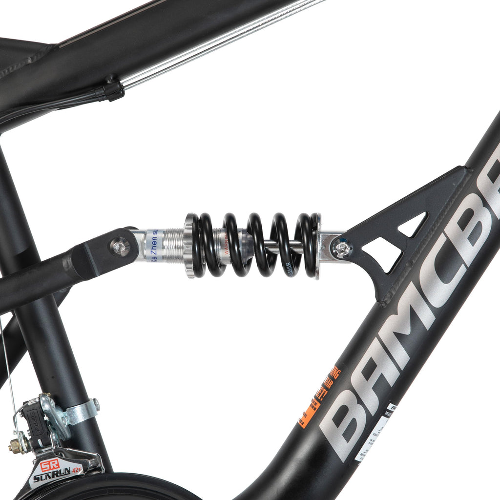 HH HILAND Full Suspension Mens Mountain Bike, 18 Speed, 26 Inch Wheel, Dual V Brake Bike for Men Womens Adult Bicycle