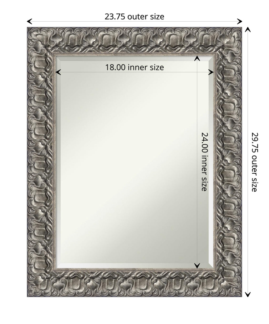 Amanti Art Silver Bathroom Mirror for Over Sink, 30x24 Silver Luxor Rectangle Vanity Mirror, Medium Traditional Wood Frame, Hangs Horizonally and Vertically, Bathroom Wall Decor, Beveled Edge