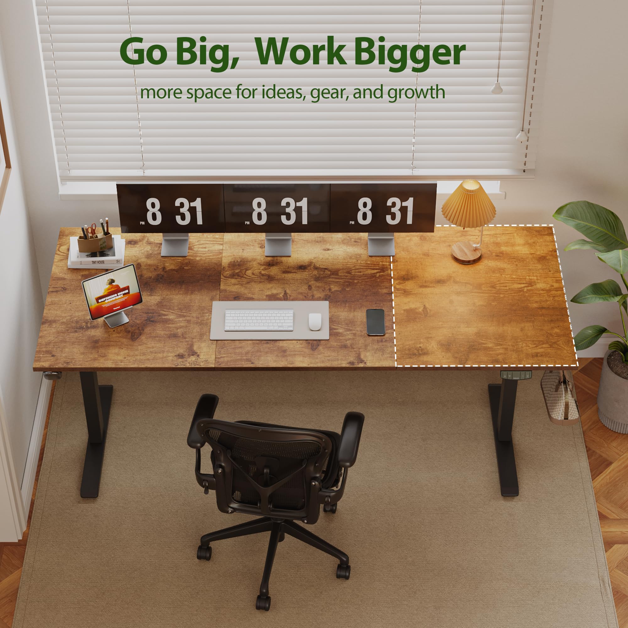 Agilestic Electric Standing Desk, 71 x 31.5 Inches Height Adjustable Desk, Sit Stand up for Work Office Home, Ergonomic Rising Computer Table with Memory Preset, Rustic Brown