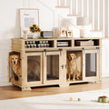 Garvee 71'' Dog Crate Furniture for 2 Dogs, Extra Large Double Dog Kennel Indoor with Removable Divider and Storage Drawers, Wooden Dog Crate TV Stand for Large Medium Dogs