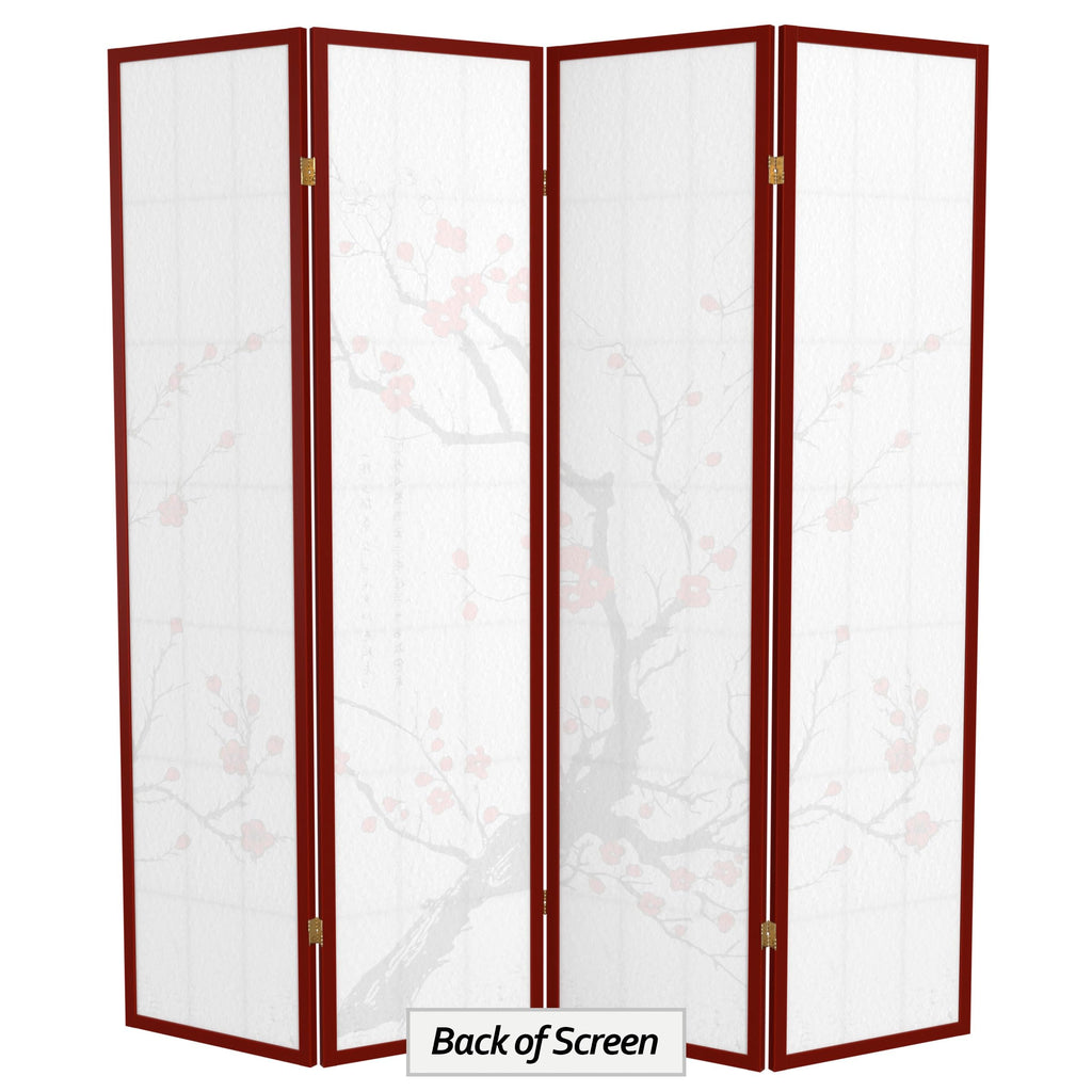 Red Lantern 6 ft. Tall Flower Blossom Divider - Rosewood - 4 Panels