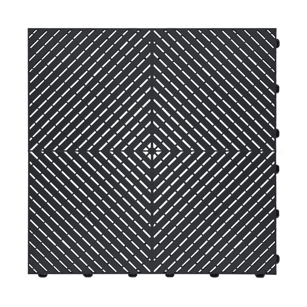 Swisstrax Ribtrax Smooth PRO Interlocking Garage Floor Tiles, 15.75 x 15.75-Inch, Jet Black, 24 Piece Set
