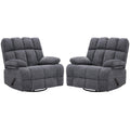 Eiayeebil Oversized Swivel Rocker Recliner Chair Set of 2 for Adult, Rock Recliner for Big Man, Extra Wide Manual Recliners, Overstuffed Soft Rocking Sofa Chair,Light Grey