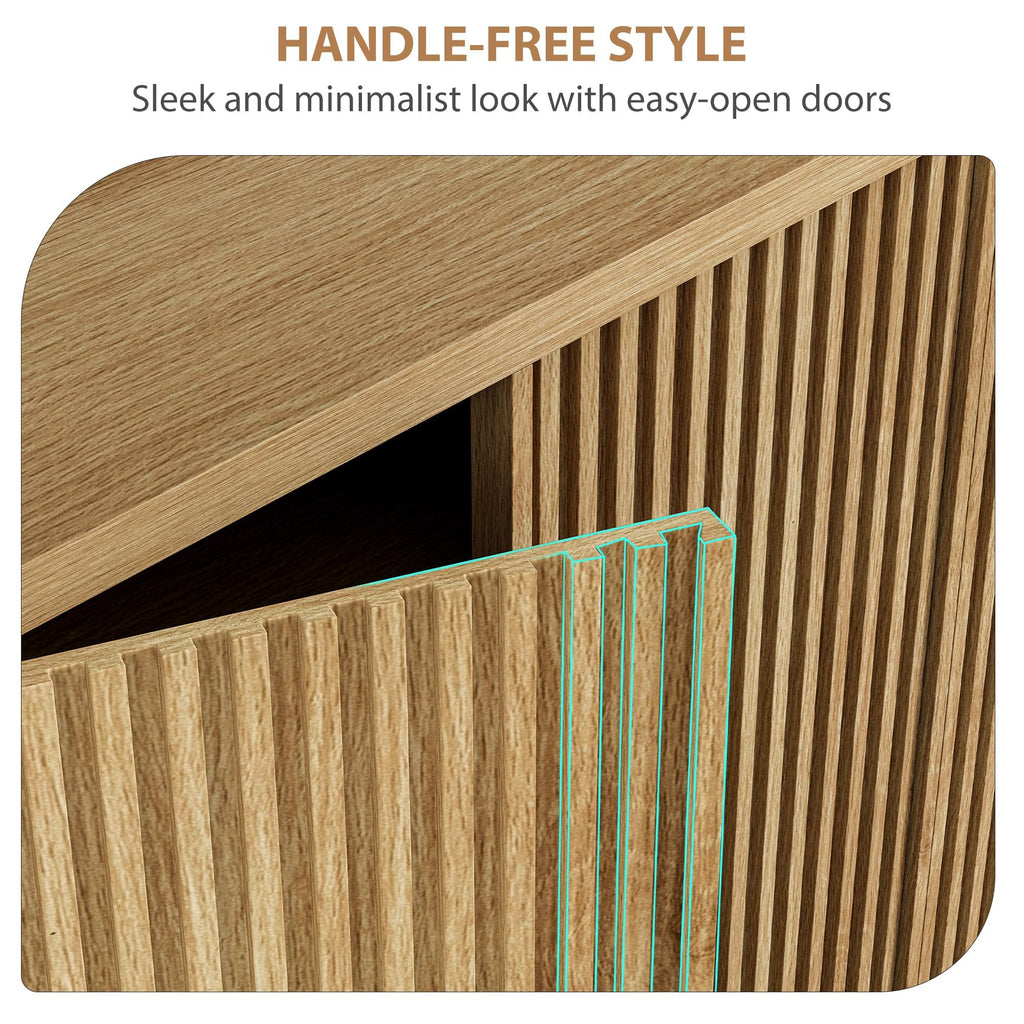 Garvee 46 Inch Shoe Cabinet, Large Shoe Storage Cabinet with Adjustable Shelves, Wooden Shoe Organizer with Fluted Door Holds 30-35 Pairs for Entryway & Living Room, Natural Wood