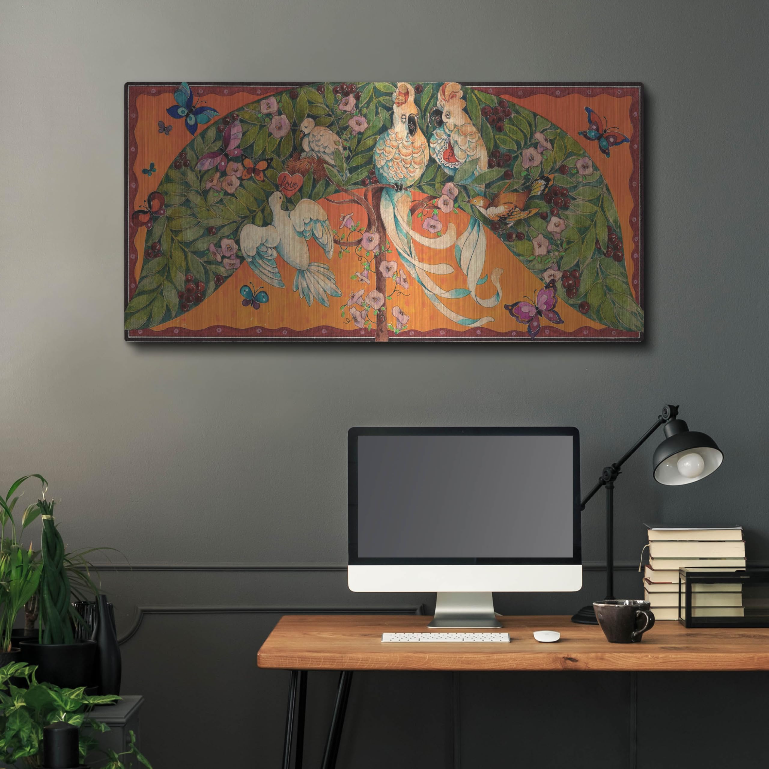 Luxe Metal Art 'Bird Valentine' by David Galchutt Metal Wall Art, 48" x 24"