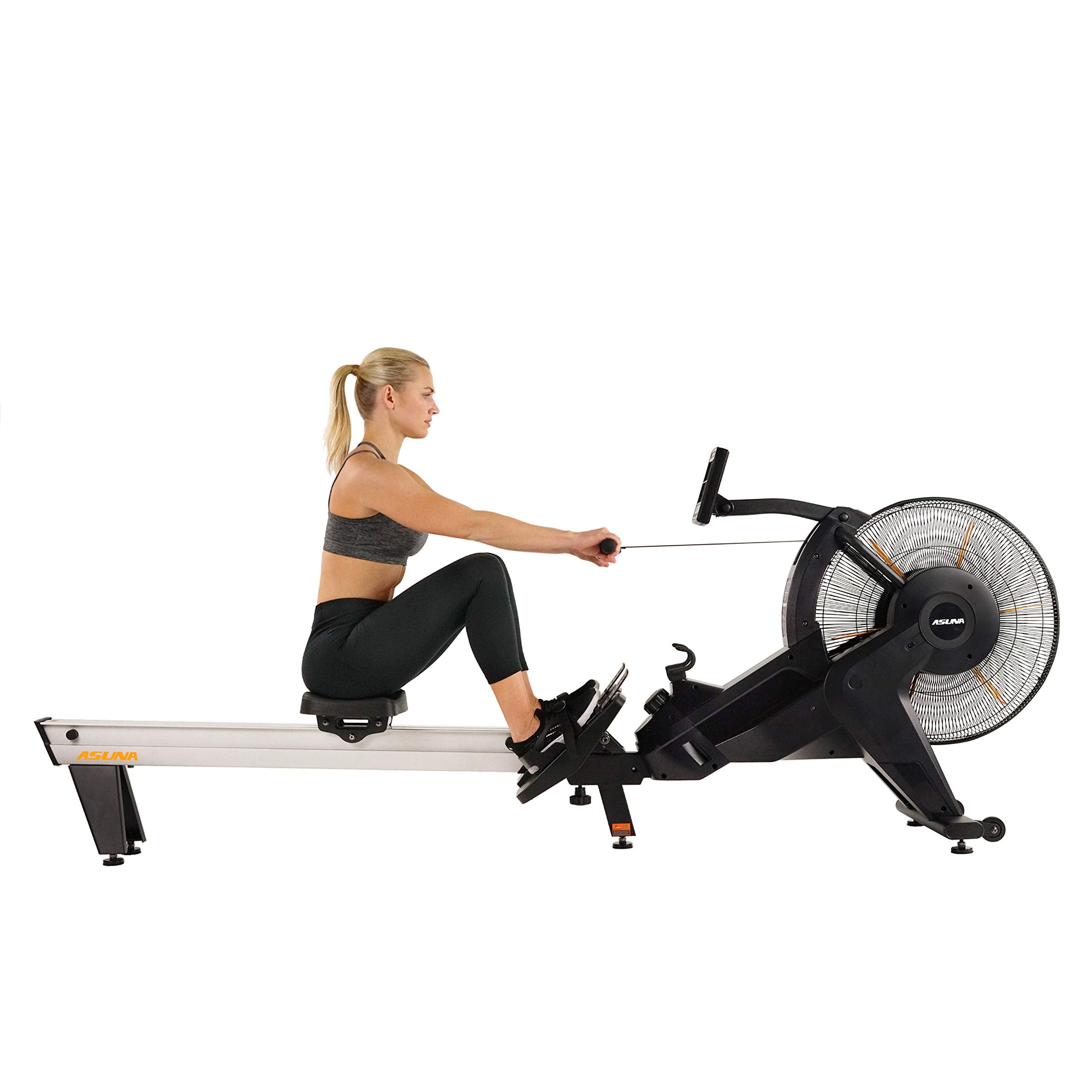 Sunny Health & Fitness Asuna 8580 Ventus Rowing Machine – Air & Magnetic Resistance, 330 LB Capacity, Performance Monitor, Foldable 50" Aluminum Rail, Home Cardio Rower