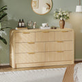 Decofy Fluted Drawers Dresser for Bedroom, Wood Dressers with Gold Handles, Modern Dressers with Wave Texture, Large Storage Chest of Drawers, Bedroom Dresser Organizer 55'' & 7 Drawers (Natural Oak)