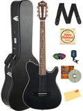 Ibanez TOD10N Tim Henson Nylon Acoustic-Electric Guitar - Transparent Black Flat Bundle with Case, Tuner, Strap, Strings, Picks, Austin Bazaar Instructional DVD, and Polishing Cloth