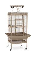 Prevue Pet Products Playtop Bird Home - Large Wrought Iron Bird Cage with Rolling Stand, Ideal for Cockatiels, Conures, and Medium to Large Parrots, Heavy Duty Push Button Door Lock - Beige