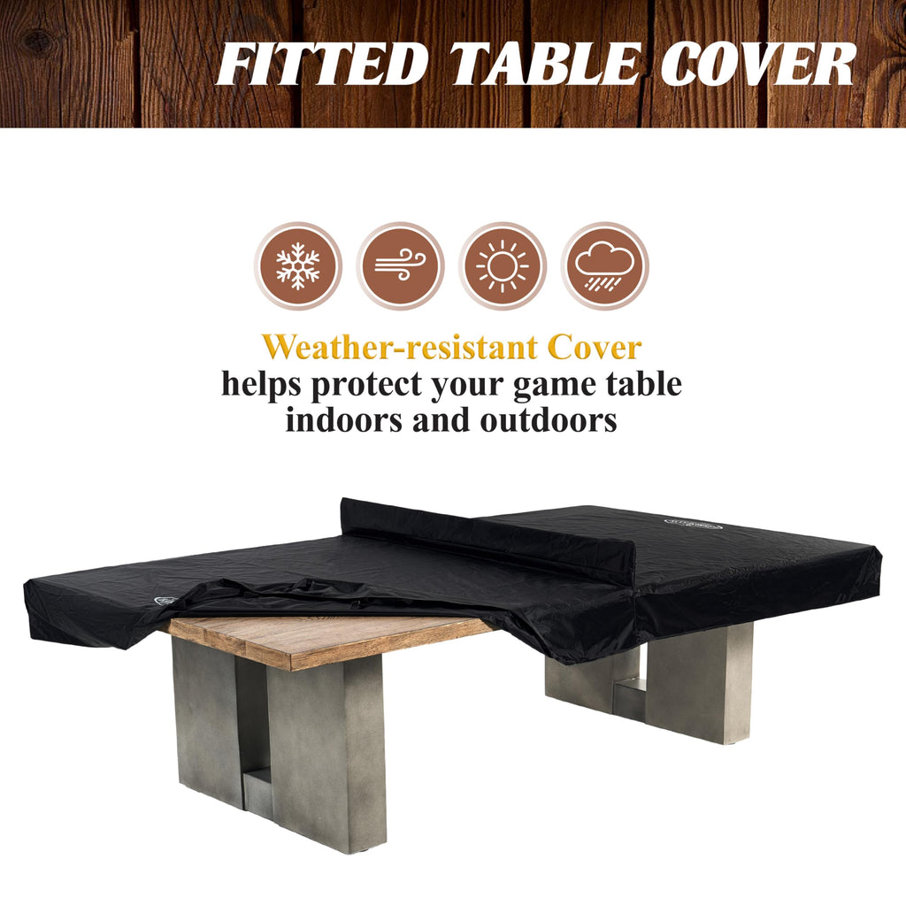 Barrington 9 ft Aurora Outdoor Ping Pong Table Easy Assembly Official Size Combo Dining and Tennis Table with Removable Metal Net and Fitted Table Cover