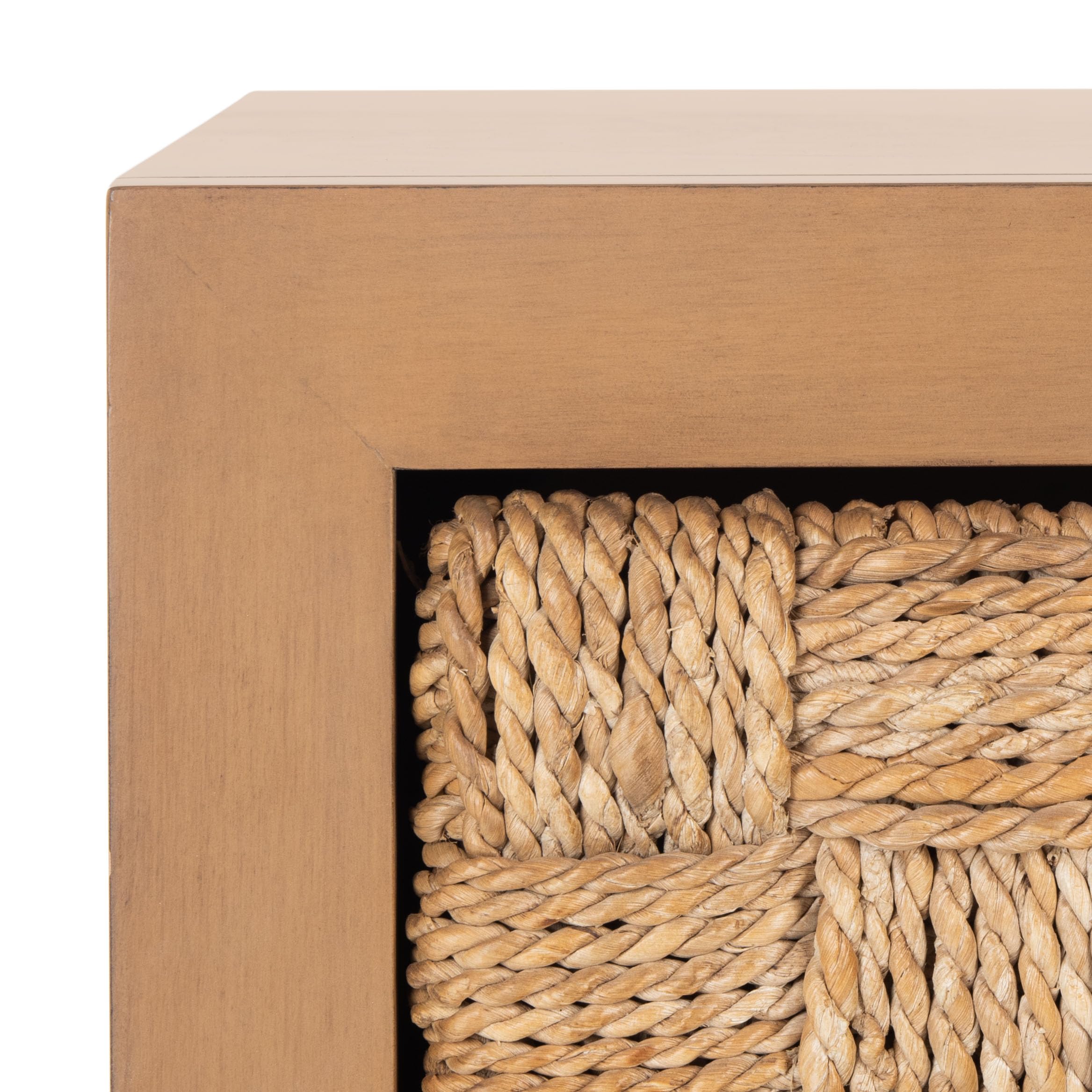 SAFAVIEH Couture Collection Rosario Natural/Dark Brown Woven 4-Drawer Accent Table Nightstand (Fully Assembled)