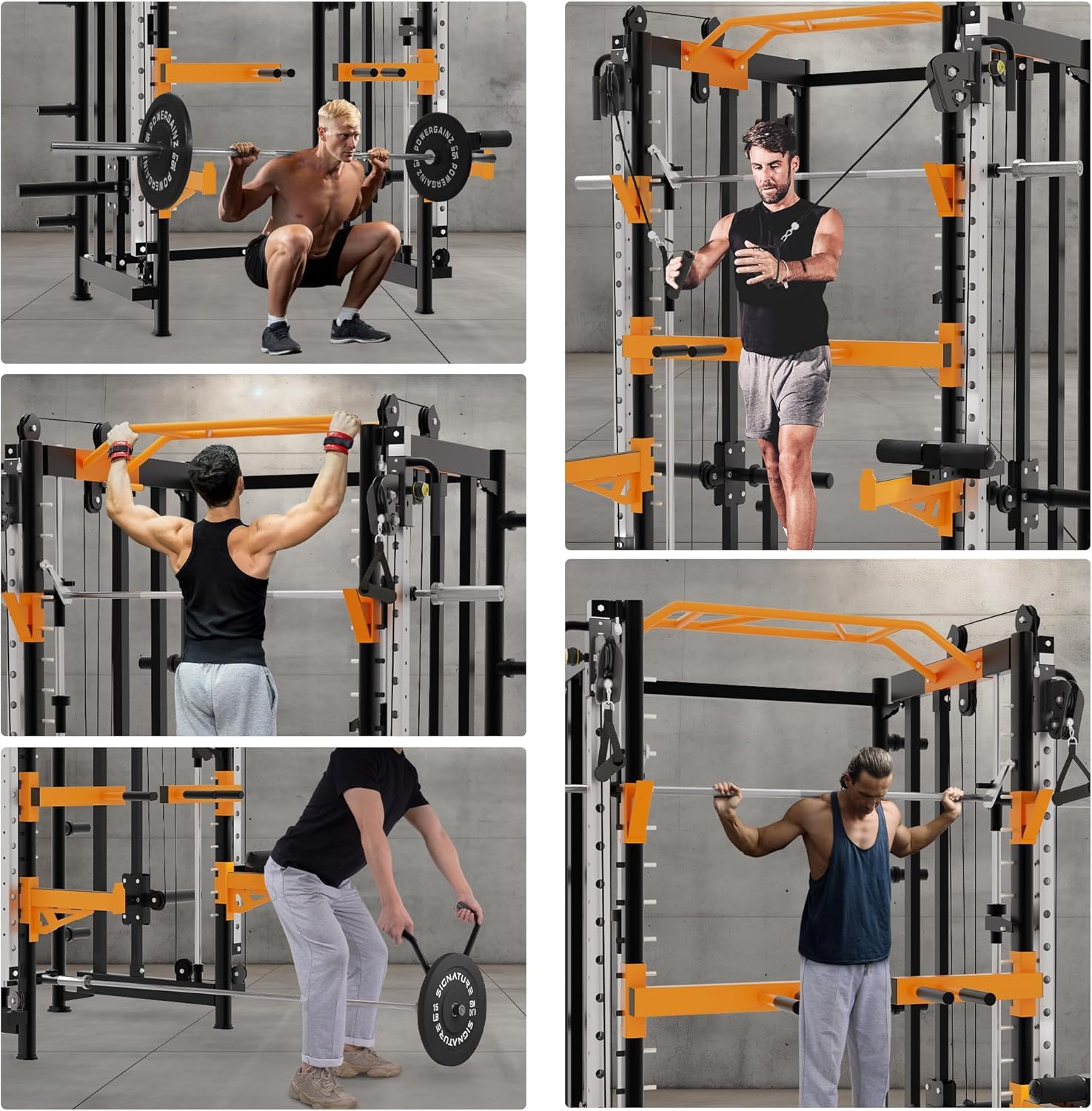 Fitvids All-in-One Power Cage with Pulley Cable Crossover System, Squat Rack, Leg Extension & Curl – Multi-Functional Home Gym Strength Training Equipment