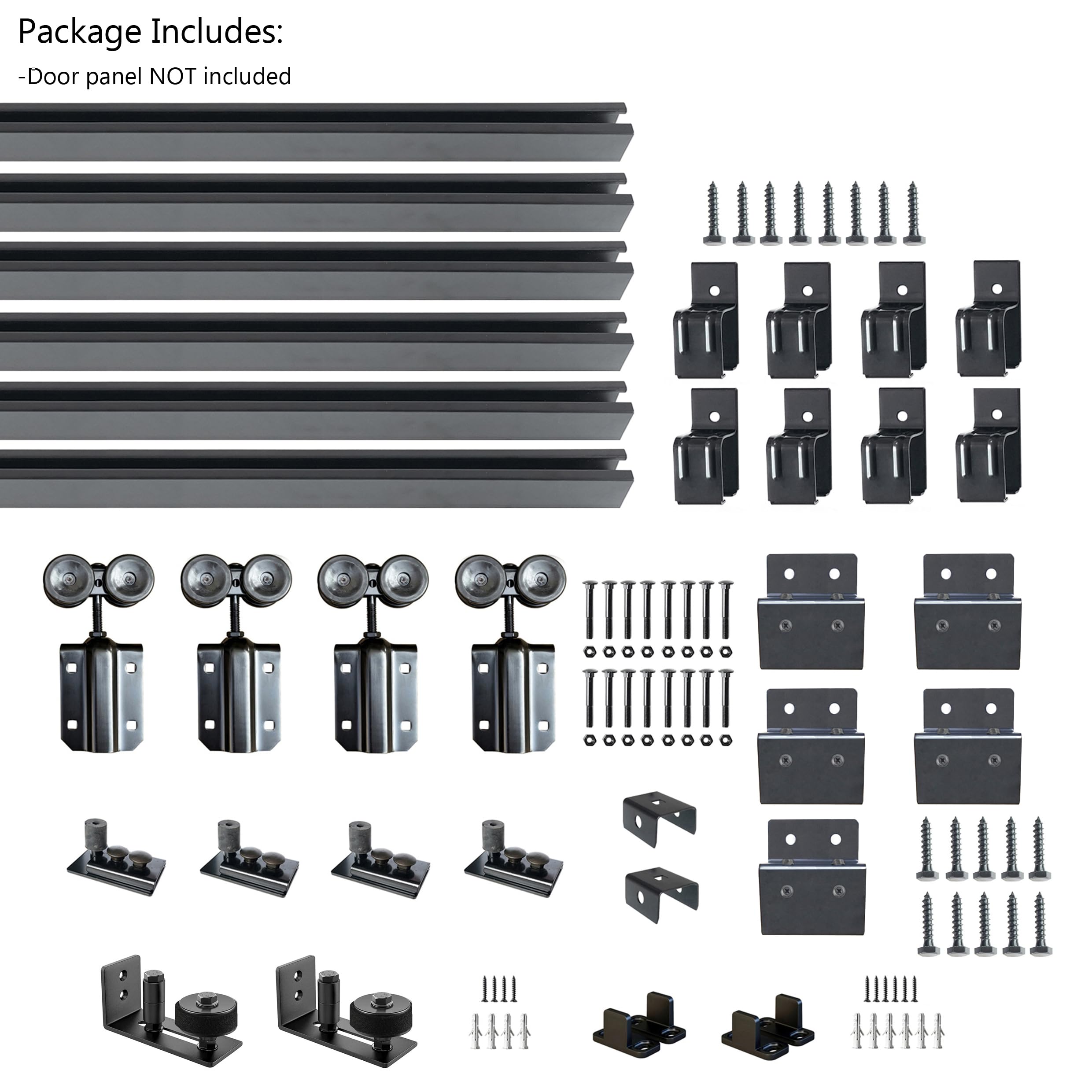 DIYHD 24FT Exterior Double Sliding Barn Door Hardware,Heavy Duty Wall Mount Box Track Kit for Outdoor Use,MAX Load 330lbs,Kit to Hang 2 Doors(Fit 72" X 2 Door)