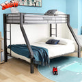 SIMPLEZC New Upgrade Thicken Metal Twin XL Over Queen Bunk Bed for Adults, Stronger Heavy Duty Steel Adults Bunk Beds Twin Over Queen Size with Ladder for Kids, Easy Assembly