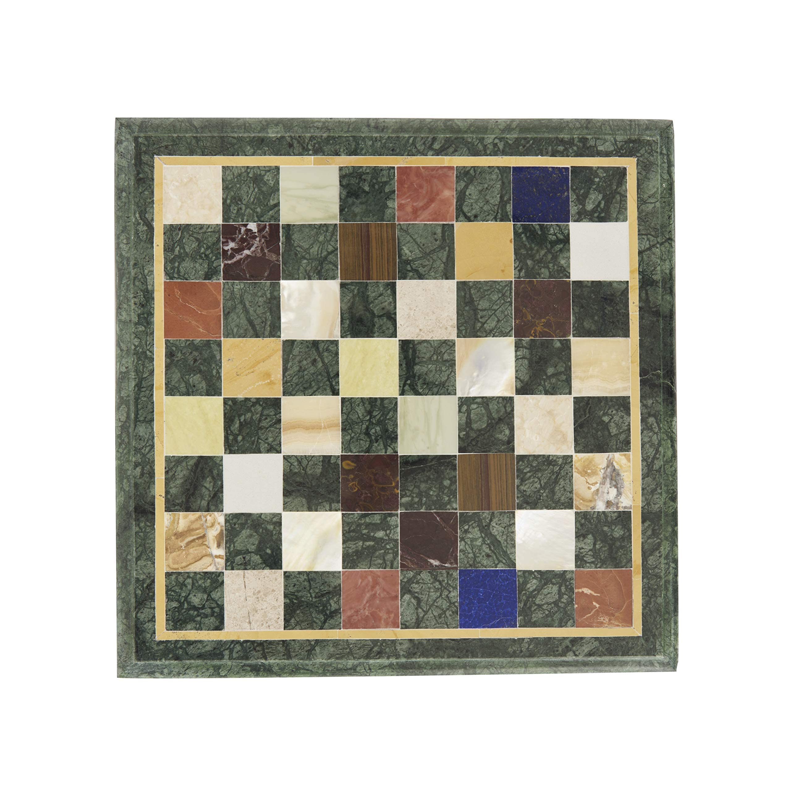 Queenza Green Marble Chess Sets for Adults Unique - 12 Inch Inlaid with Gemstones Handmade Chess Board Game with Alabaster Marble Chess Pieces Set of 32 - Tournament Chess Set with Storage