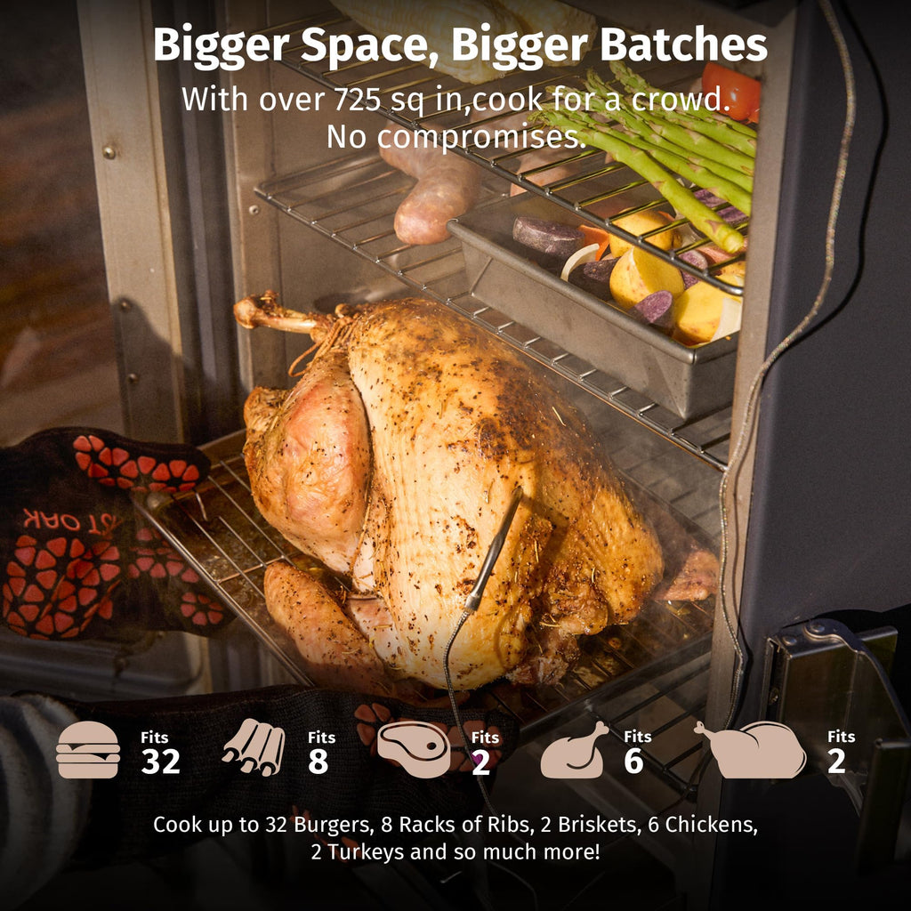 EAST OAK 30" Electric Smoker for Outdoors | Built-in Meat Probe & Clear Viewing Window | Side Chip Loader for 6x Longer Uninterrupted Smoking | 725 sq in Cooking Area for Bigger Batches, Night Blue