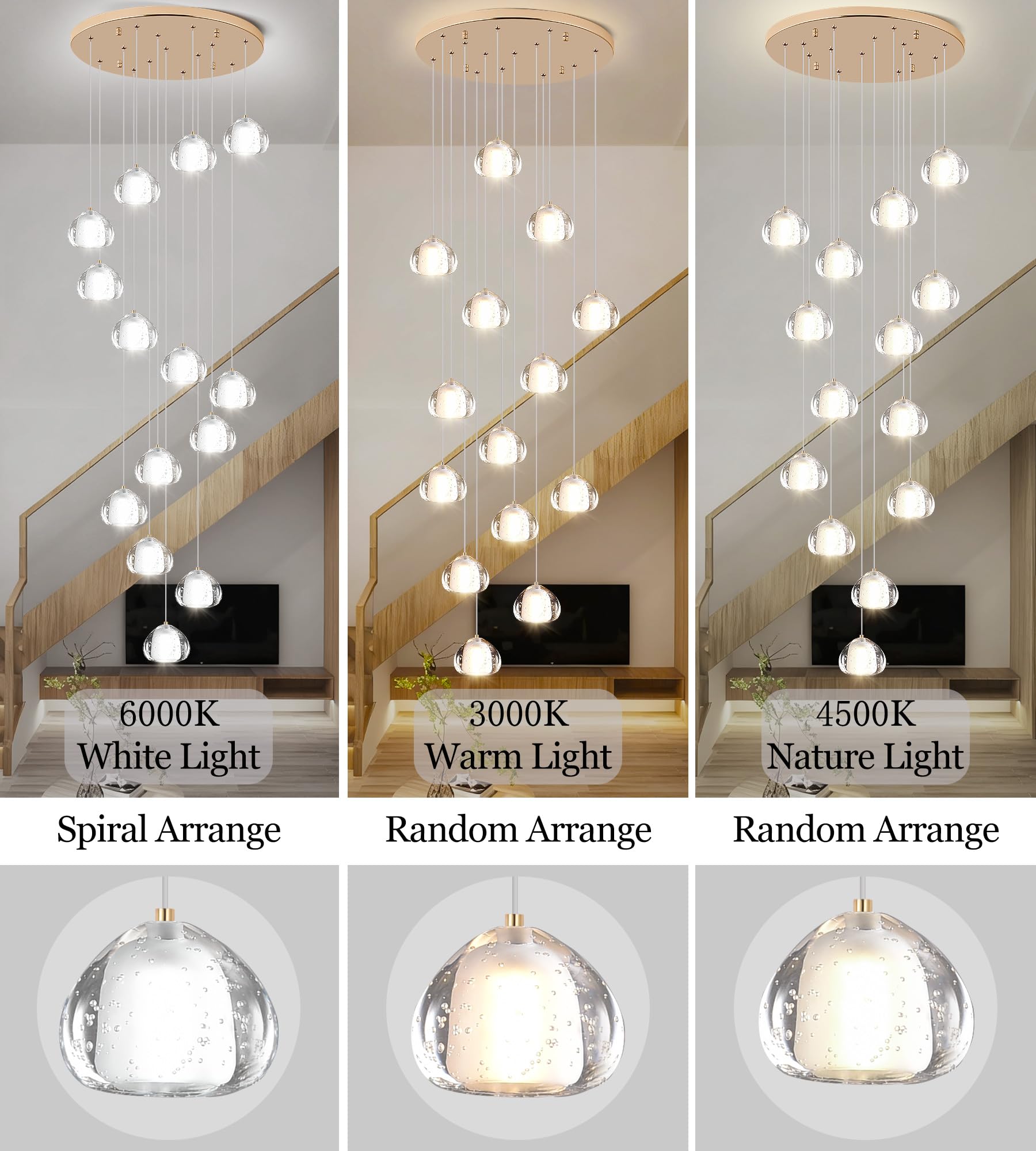 YwueChwu Gold Crystal Chandeliers for Staircase 14-Lights, H120 Inches Modern Indoor High Ceilings LED Pendant Light Fixture for Living Room Foyer Entryway
