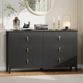 GarveeHome Fluted Dresser for Bedroom, 54 Inch Wide 6-Drawer Wood Dresser, Modern Chest of Drawers, Storage Organizer Cabinet for Living Room, Hallway, Entryway, Black