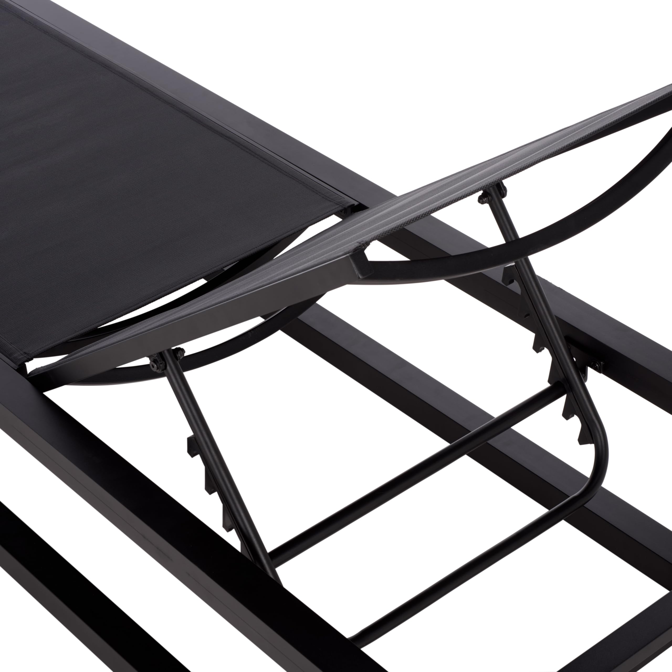 SAFAVIEH Outdoor Patio Furniture Collection – Logan Black & Black Aluminum Lounger, Adjustable Modern Outdoor Reclining Chaise (PAT7561A)