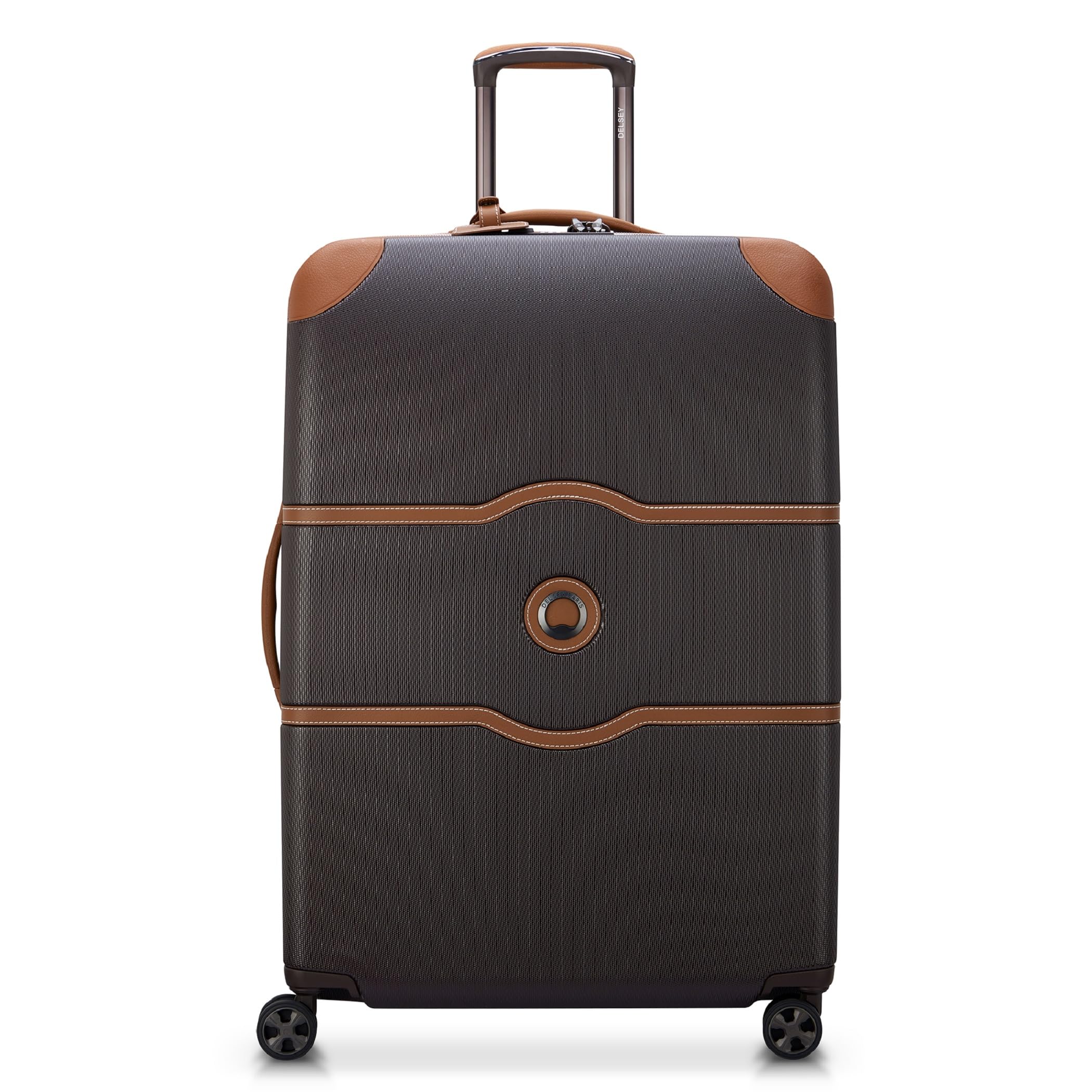 DELSEY PARIS Chatelet Air 2.0 - Hardside Checked Luggage 28 Inch Large - TSA Lock - 360° Spinner Wheels- Polycarbonate Travel Suitcase, Chocolate Brown