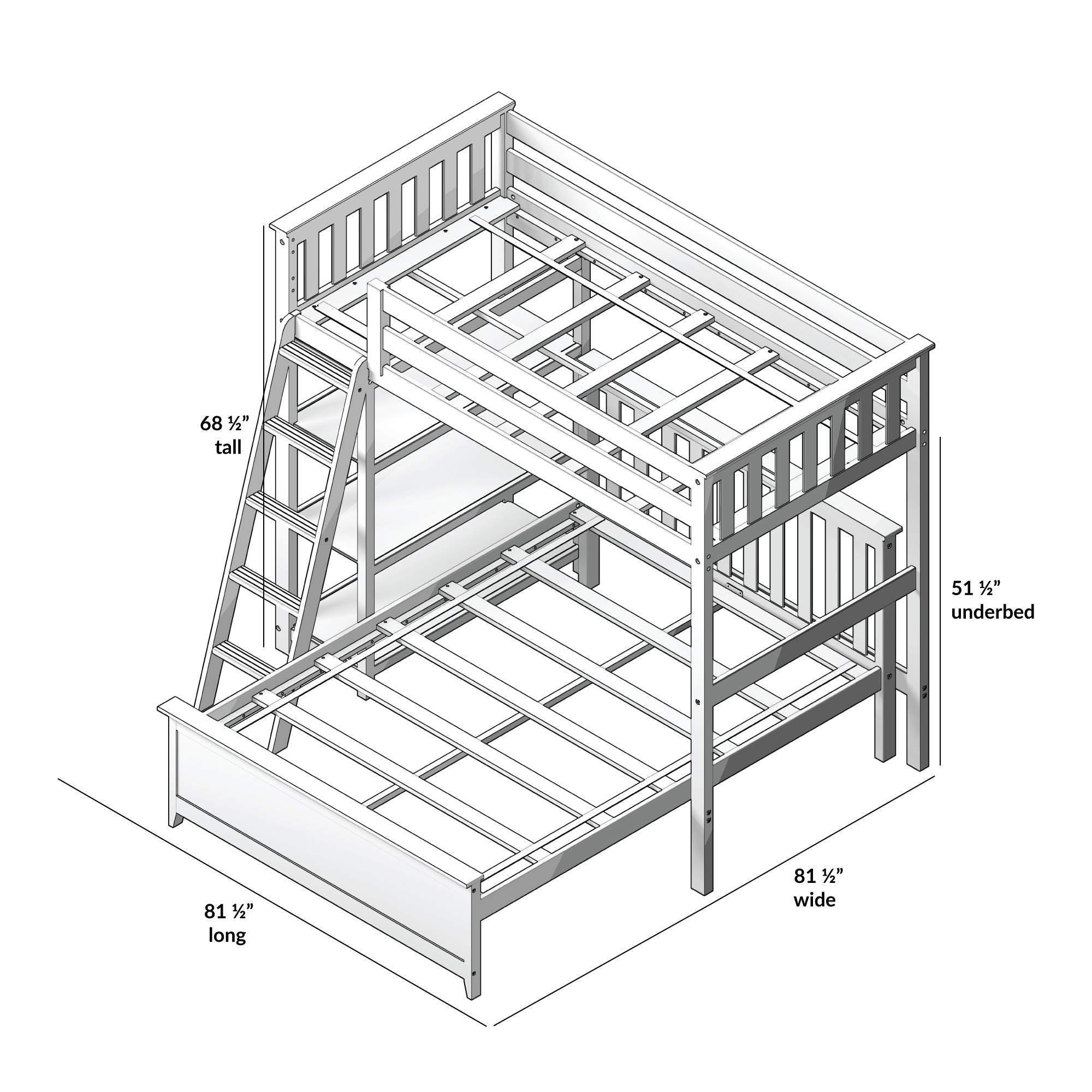 Max & Lily L Shape Twin over Full Bunk Bed with Bookcase, Clay