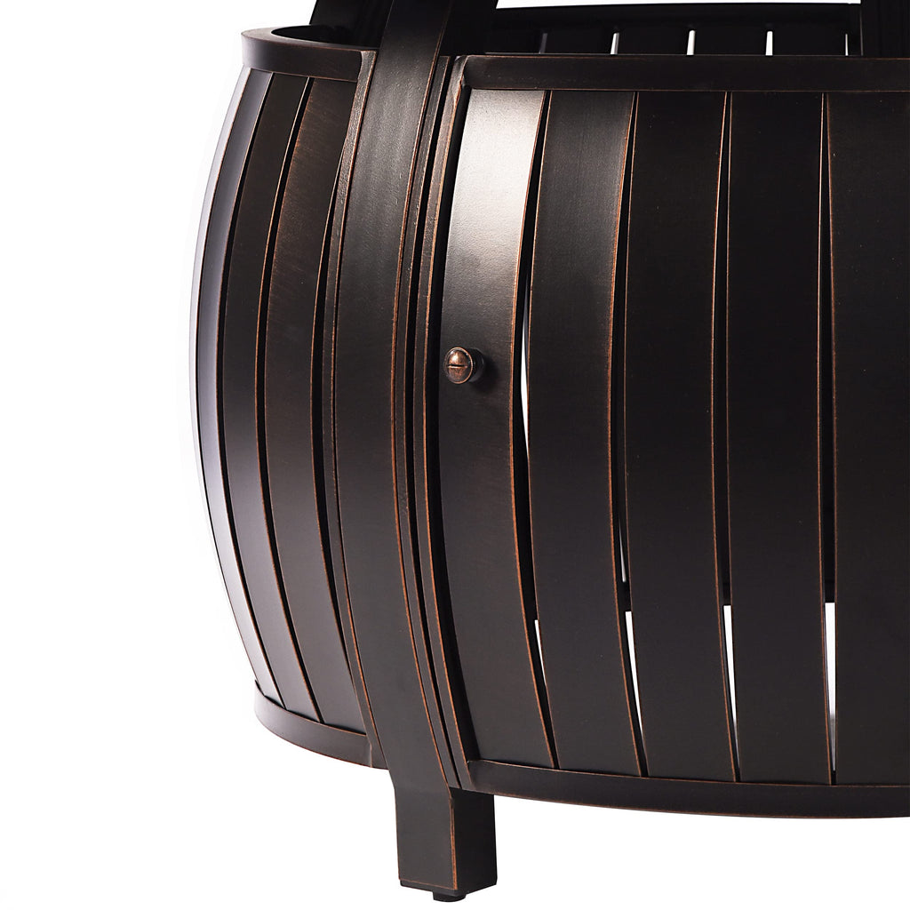 Oakland Living Aluminum 57,0000 BTU 44 in. Round Propane Black Fire Pit Table with Fire Beads, Lid, Propane Tank Cover and Table Fabric Covers in Copper Finish