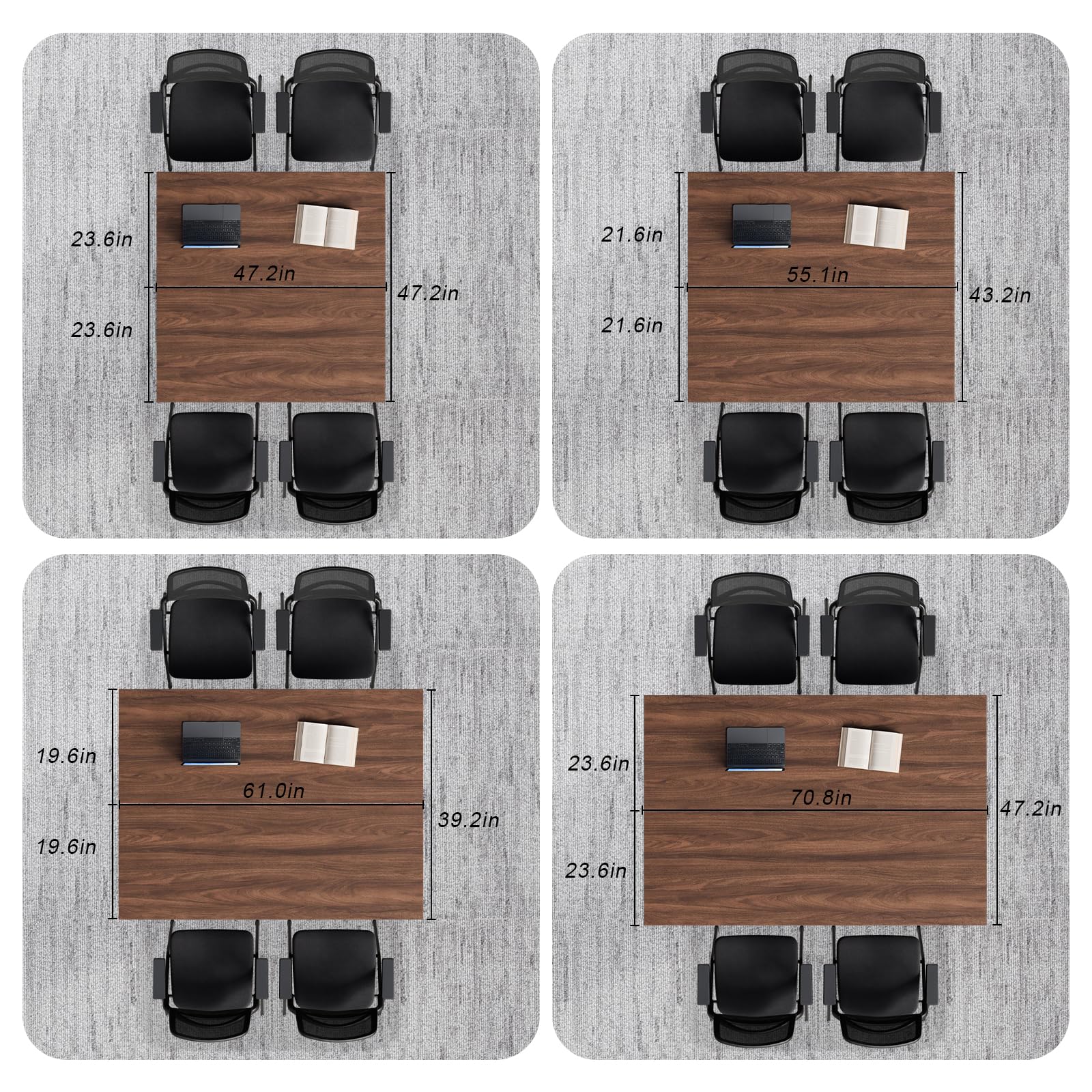 Flip-Top Folding Conference Table with Wheels, Modular Conference Room Table Training Room Tables, Mobile Meeting Tables for Office, Seminar Spaces, Classroom Desk, Locking Casters, Set of 2/4/6/8