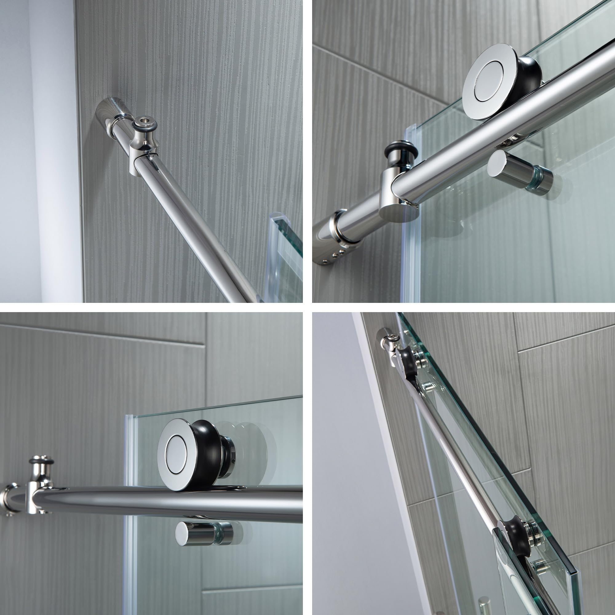 Woodbridge Frameless Bathtub Shower Doors 56-60" Width x 62" Height with 3/8"(10mm) Clear Tempered Glass in Chorme Finish