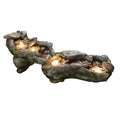 Teamson Home Riverstone Cascade Water Fountain Outdoor–LED Light with Adjustable Flow & Electric Pump, Gray