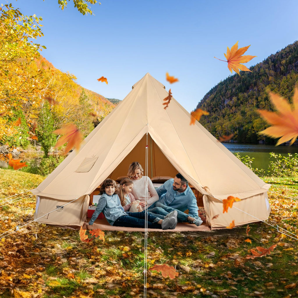 VEVOR Canvas Bell Tent, 4 Seasons 3 m/9.8ft Yurt Tent, Canvas Tent for Camping with Stove Jack, Family Camping Outdoor Hunting Party