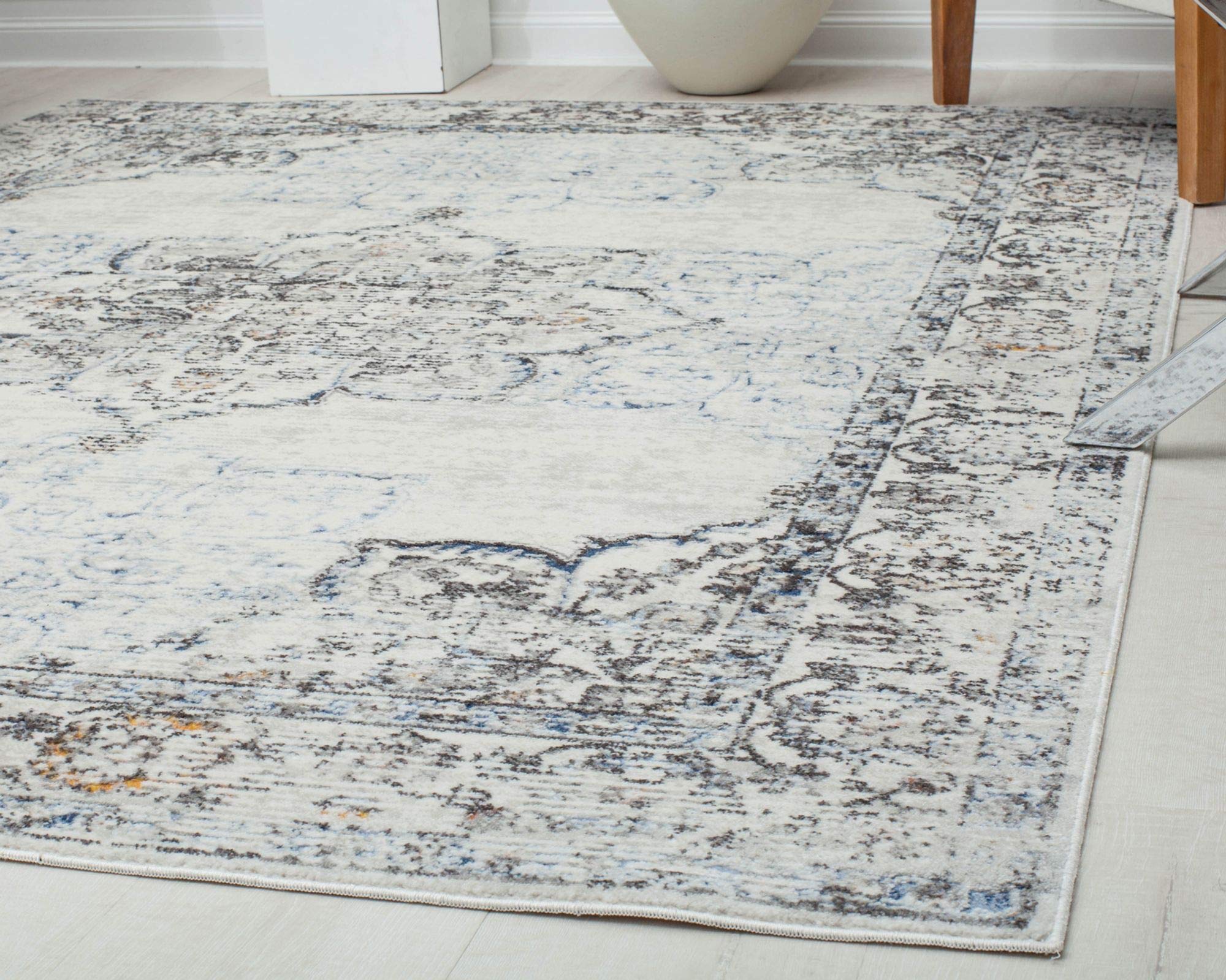 Rugs America Prescott PS35C White Bay Blossom Transitional Vintage 8x10 Area Rug, 8'0"X10'0"