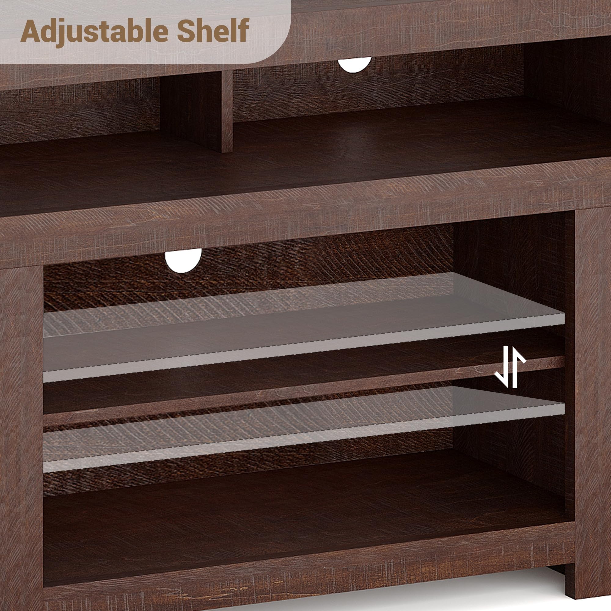 Farmhouse TV Stand for 75/80 Inch TVs, Long Entertainment Center with 4 Storage Drawers & 3 Open Shelf, Television Consoles Stands for Living Room, Bedroom