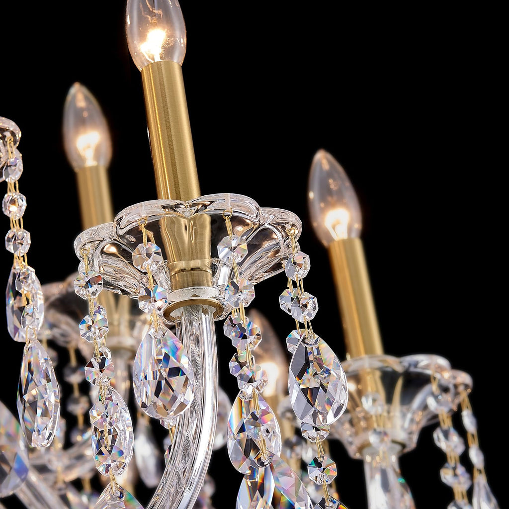 Duluyiee 18-Light Crystal Candle Chandelier, Brass Gold Chandelier for Foyer, Staircase & High Ceiling Living Room, Adjustable Height, E12 Base