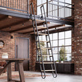 10.35FT Industrial Style Loft Ladder, 8 Steps with Black Steel Handrails & Solid Wood Steps, 450lbs Capacity, Fits 8.2-9FT Installation Height,for Attic, Kitchen, Warehouse, Bookshelf& Outdoor