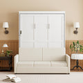 Ball & Cast Murphy Bed Full Size Wall Bed with Sofa,can be Folded,Multifunctional Wood Hideaway Cabinet Bed Frame,Slat Support,Save Space,for Apartment,Guest Room,White