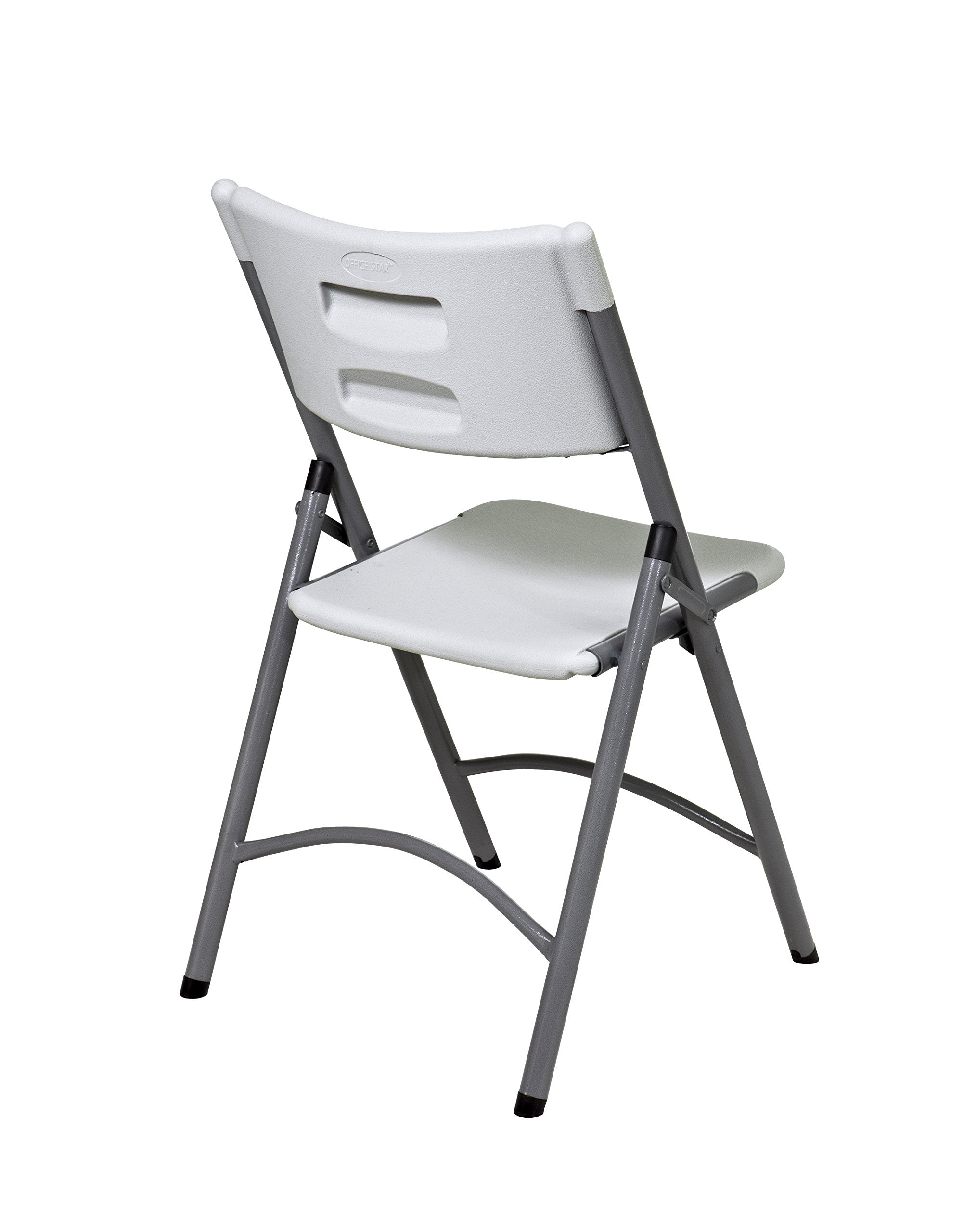 Office Star Resin Furniture for Indoor or Outdoor Use, 4-Piece Set, Folding Chairs Light Grey
