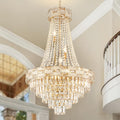 SHAOCHIAO 12-Light Gold Crystal Chandeliers,Empire Chandelier Light Fixture Modern High Ceiling Hanging Chandelier for Entryway,Foyer,Staircase,Hallway,Living Room(H36 x D23.2)