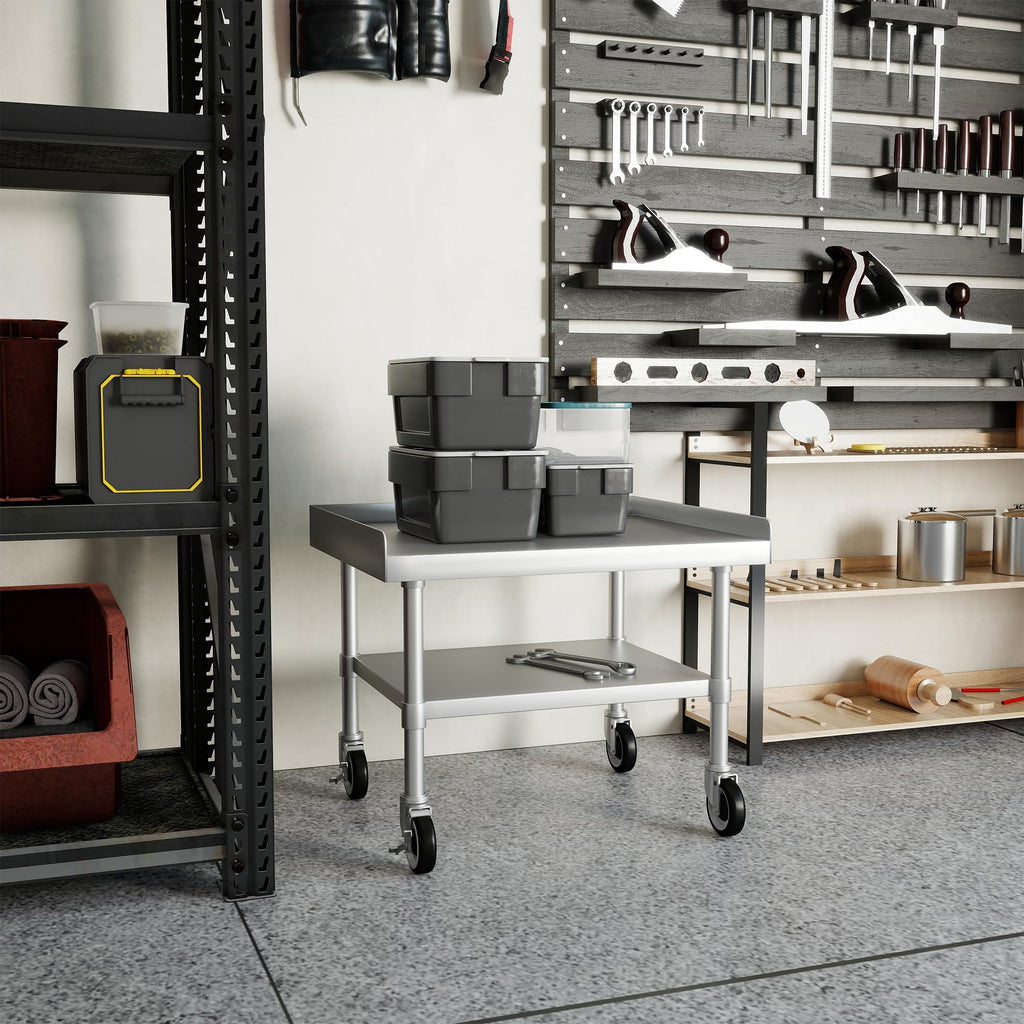 HARDURA Stainless Steel Equipment Stand Metal Prep Table with Casters 30"X 24" NSF 430 for Commercial Food Prep