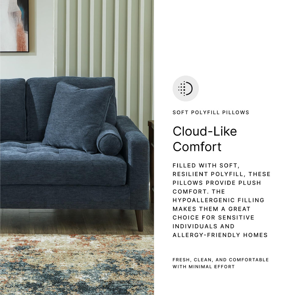 Signature Design By Ashley Bixler Classic Tufted Right-arm Facing Corner Chaise with Tapered Legs and Removable Cushions, Blue