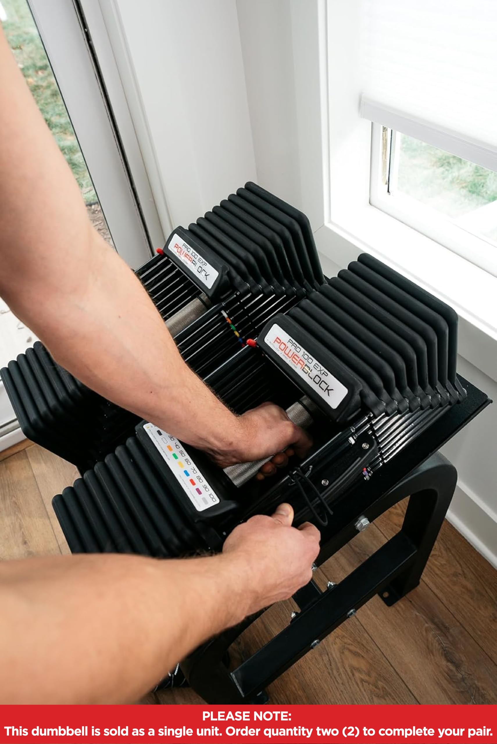PowerBlock Pro 100 Adjustable Dumbbell, Sold As A Single Unit 5-100 lb Dumbbell – Durable Steel Build, Innovative Workout Equipment, Strength Training