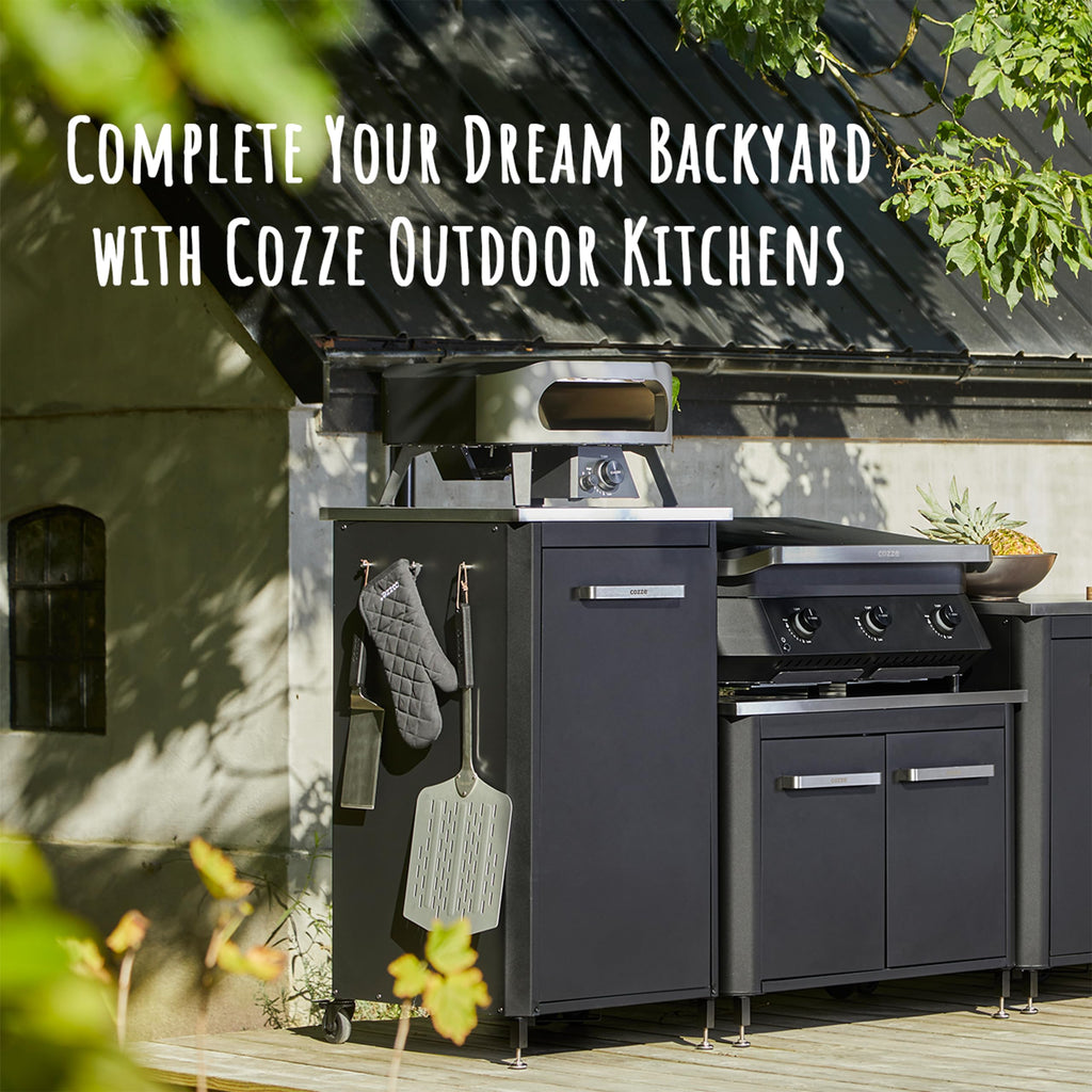Cozze 13" Classic Portable Outdoor Pizza Oven - Fire & Stonebaked 13 Inch Pizzas in 60 Seconds - 28mbar Propane Gas Oven, Oven Door, Cordierite Pizza Stone, Built-in Thermometer, Gas Hose & Regulator