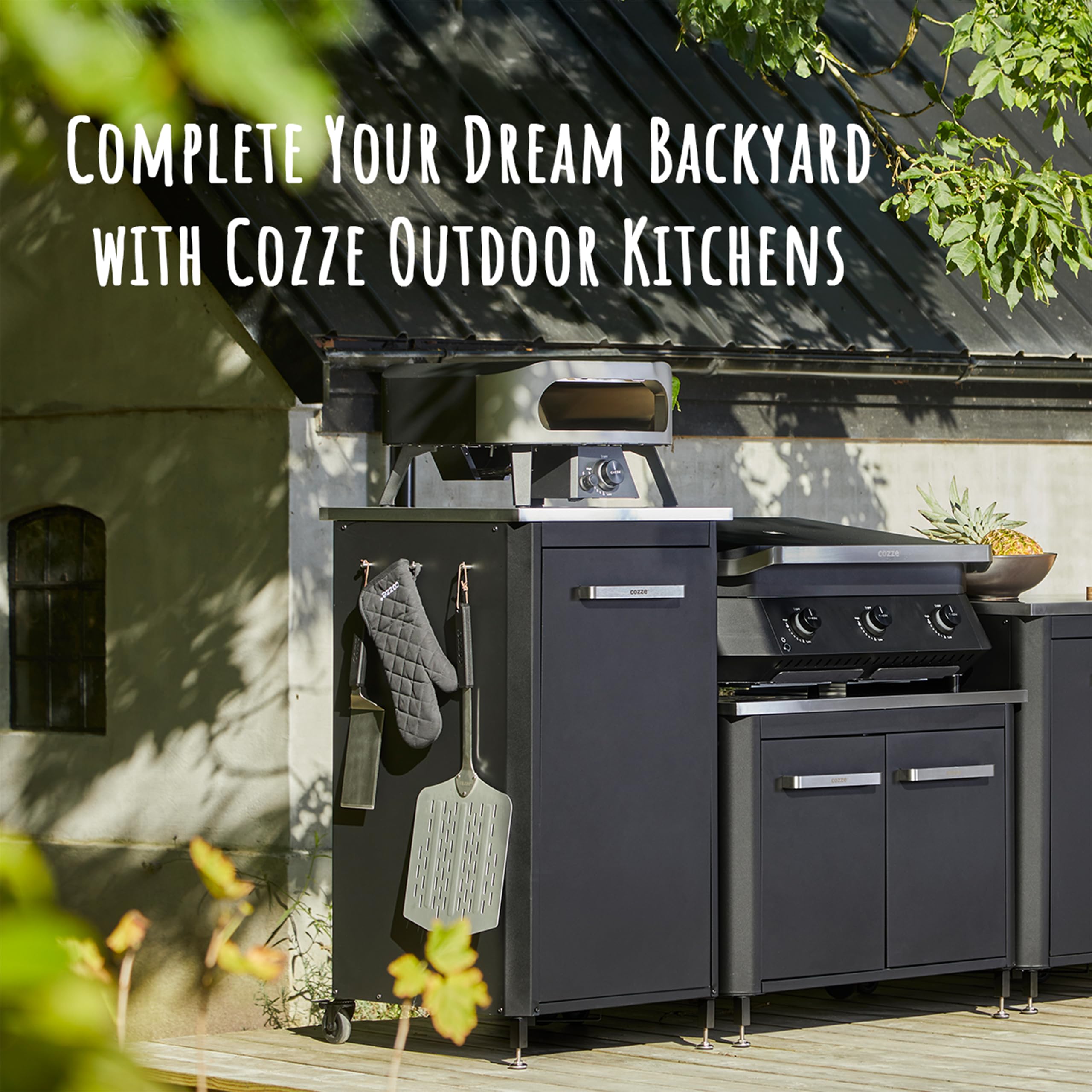 Cozze 13" Classic Portable Outdoor Pizza Oven - Fire & Stonebaked 13 Inch Pizzas in 60 Seconds - 28mbar Propane Gas Oven, Oven Door, Cordierite Pizza Stone, Built-in Thermometer, Gas Hose & Regulator