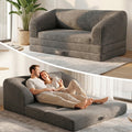 AOLVDOW Loveseat 51 inch, 2-in-1 Convertible Tri-Folding Sofa Bed with Thick Backrest & Carry Handle, Gray Foldable Couch Bed Lounger Sleeper Sofa for Living Room, Guest Room, Soft Corduroy