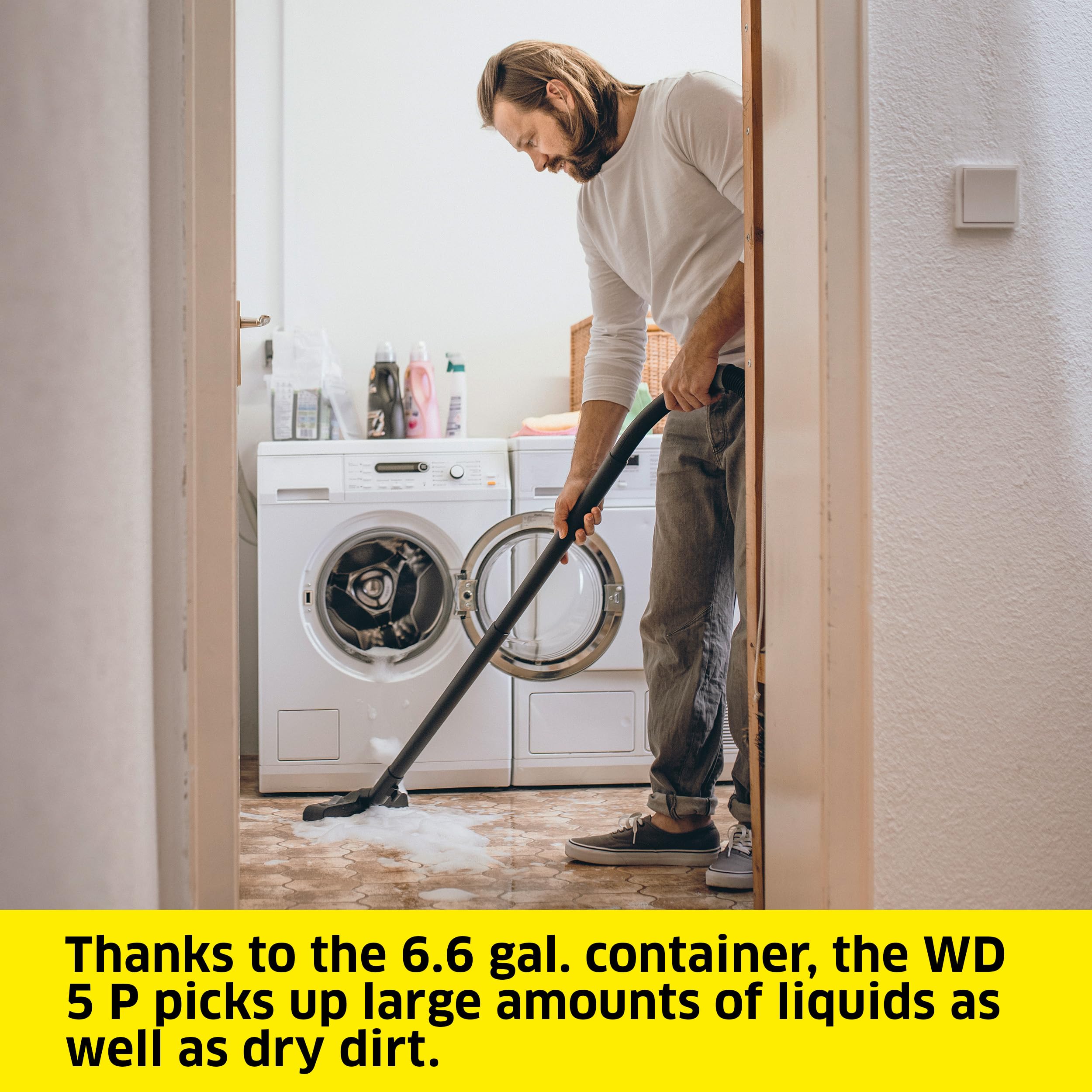 KÄRCHER Shop Vacuum WD 5 P, 6.6 Gal, 6.0 Peak HP, 33 ft Reach, Wet Dry Vacuum Cleaner, Heavy Duty, Blower Function, Crevice Tool, Floor Nozzle, Great for DIY Projects and Workshops