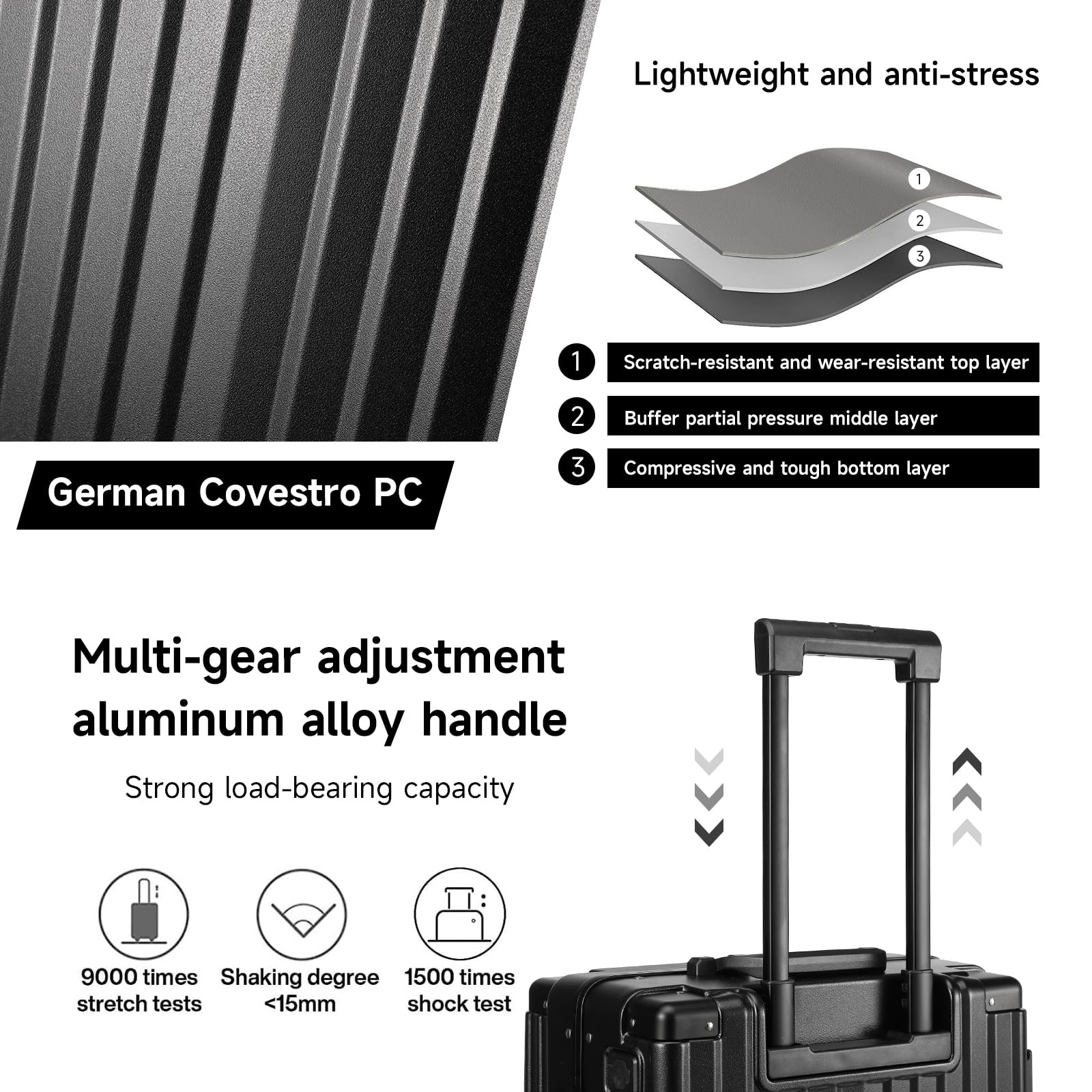 MYER Hard Case 26 Inch Checked Luggage with Spinner Wheels,Aluminum Luggage with 100% 3-Layer PC,Hard Shell Suitcases with Wheels,Cup Holder and USB Port