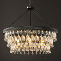 Black Modern Raindrop Crystal Chandelier: 28" Round K9 Crystals Contemporary Chandeliers for Dining Room Lights over Table - Adjustable Large Light Chandelier for Bedroom Living Kitchen Entryway Foyer