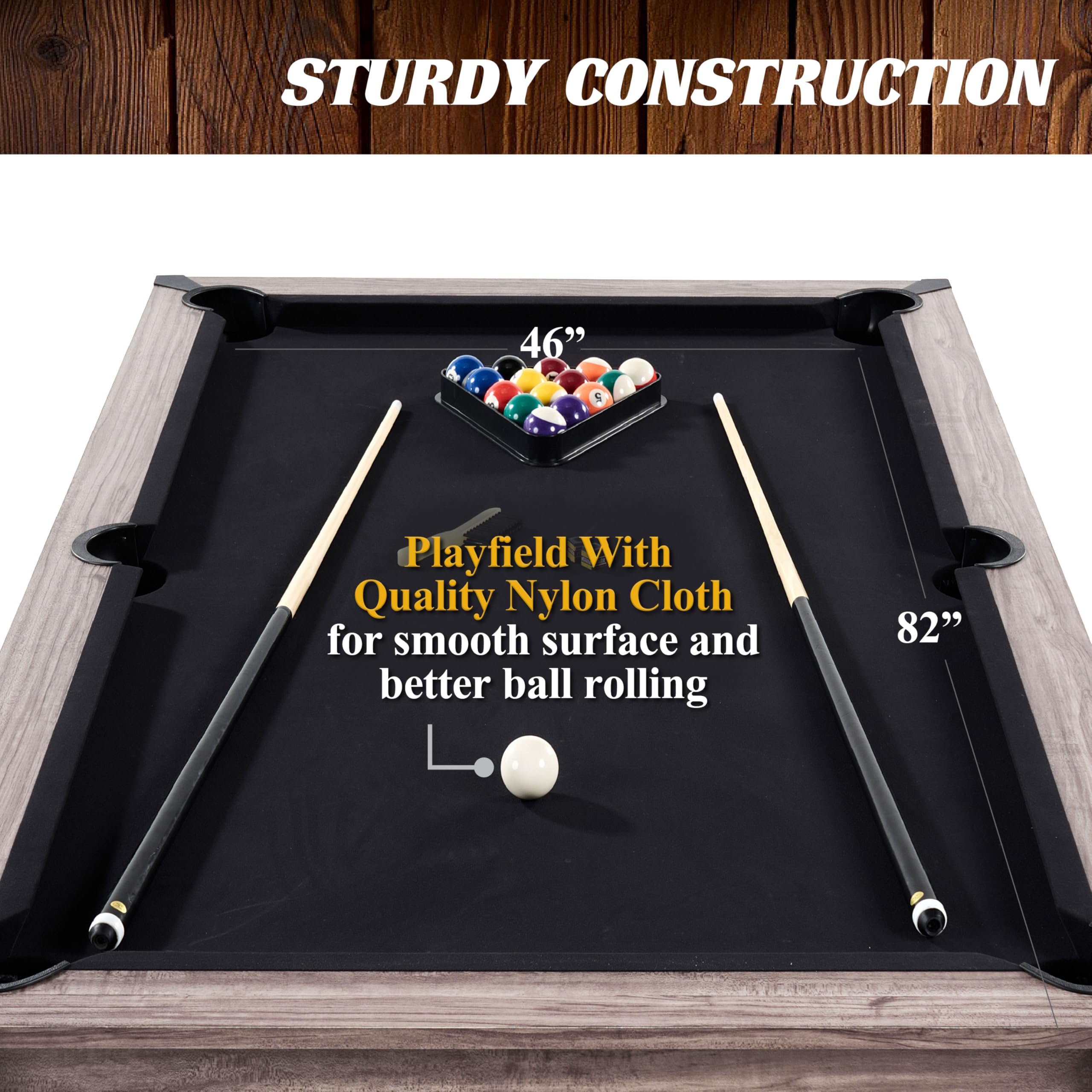 Barrington Billiards Monteray 7ft Pool Table and Dining Table Multi-Game Table with Ping Pong Table Top, with Storage Caddy