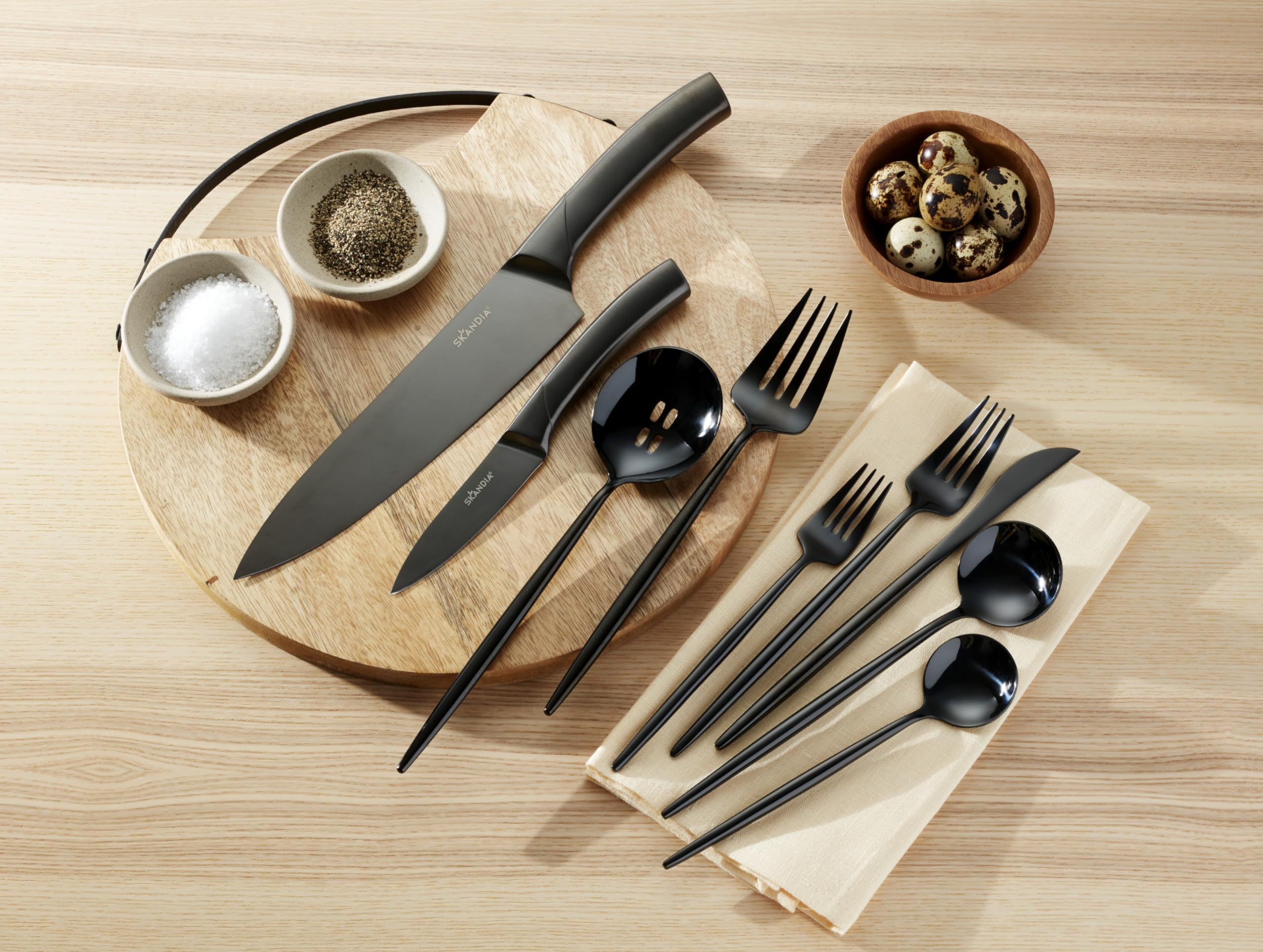Hampton Forge 894757 Skandia Zephyr Black 45 Piece Flatware Set