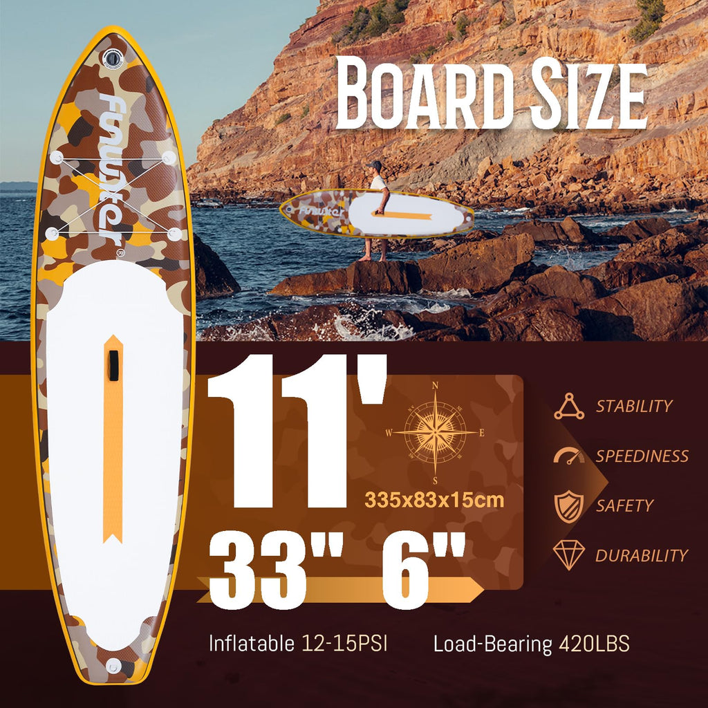 FunWater SUP Inflatable Stand Up Paddle Board Ultra-Light Inflatable Paddleboard with SUP Accessories,Fins,Adjustable Paddle, Pump,Backpack, Leash, Waterproof Phone Bag(Yellow)