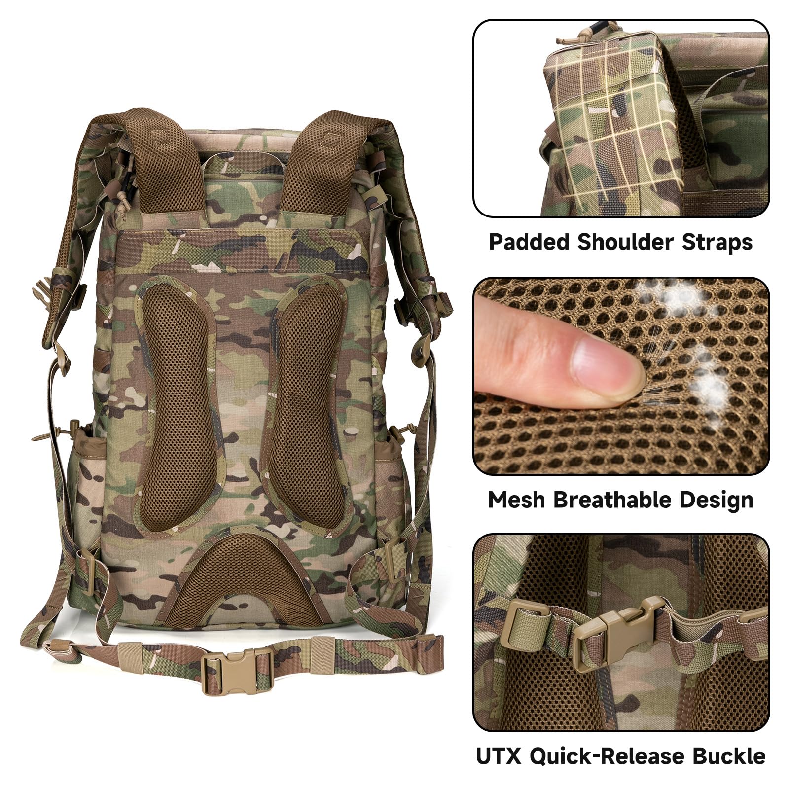 EXCELLENT ELITE SPANKER Tactical Military Backpack 35L Camping Hiking Backpack for Men and Women for Outdoor Hiking, Trekking, and Travel(Multicam)